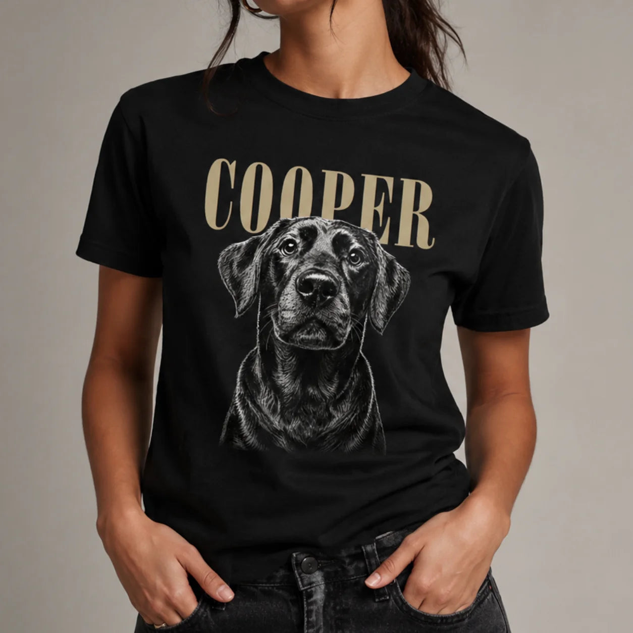 T-shirt personnalisé « Portrait vintage » avec animal