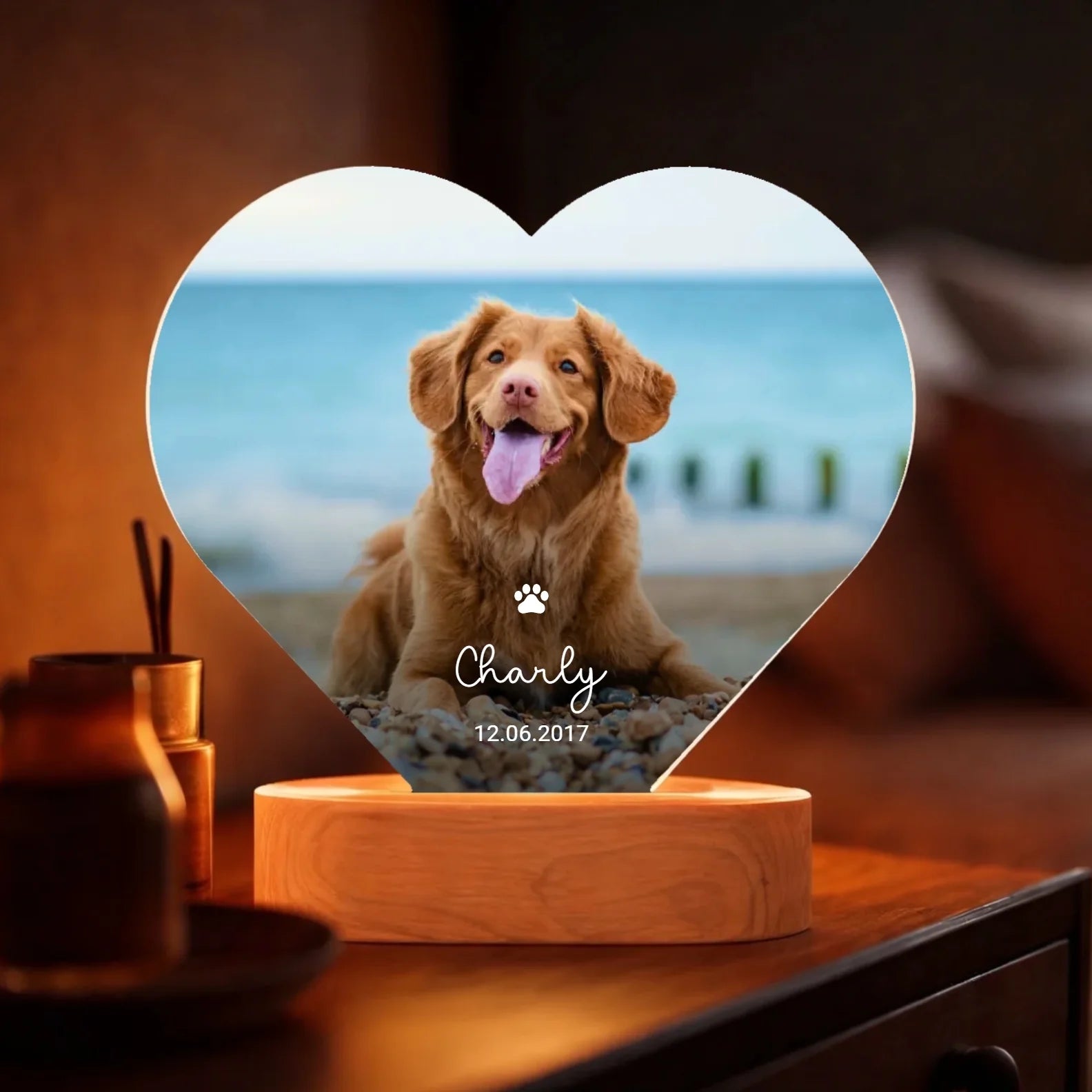 Lampe Acrylique en Cœur Personnalisée